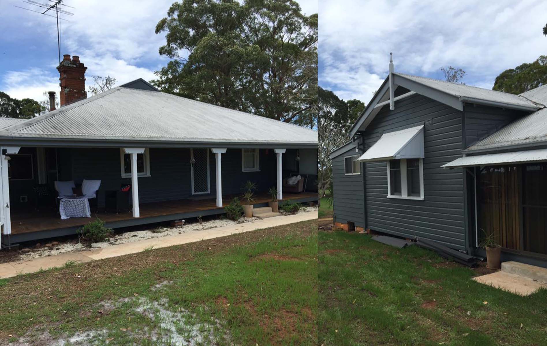 Cottage repaint modern colour scheme